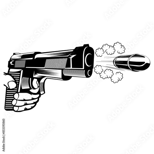Hand Gun Shooting Bullet