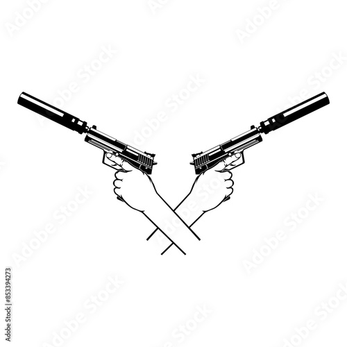 Handgun With Silencer Logo Hand Gun Silencer Gun