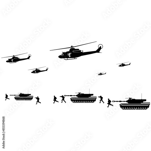 Helicopters Soldiers Tanks