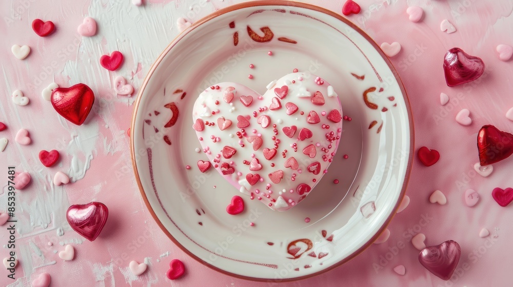 Heart-shaped treat on pretty plate Heart-shaped treat on pretty plate