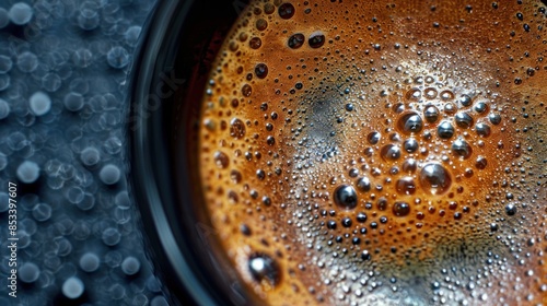 Close-Up of a Coffee Crema with Bubbles