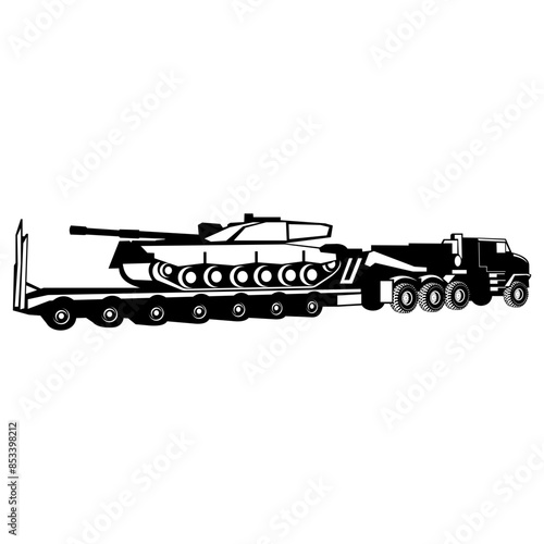 Lowboy Trailer Truck Hauling Tank