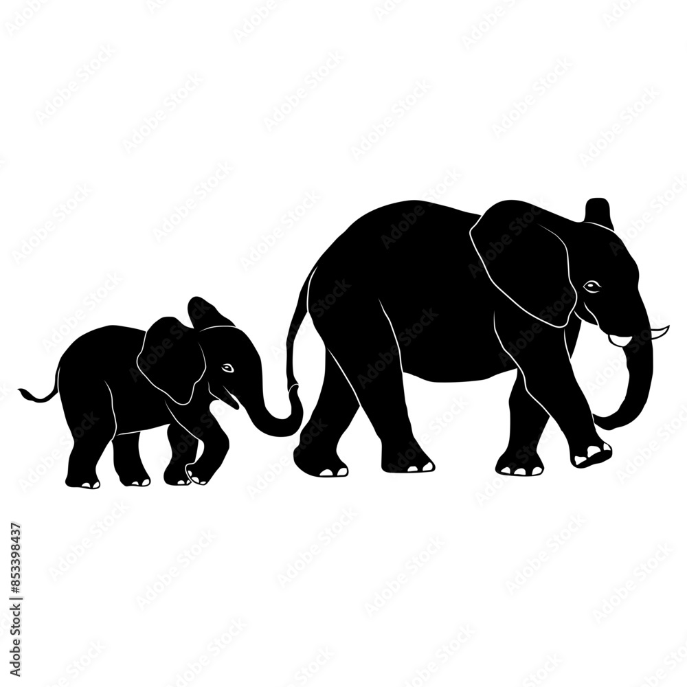 Fototapeta premium Mama and baby elephant