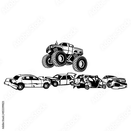 Monster Truck Smashing Cars