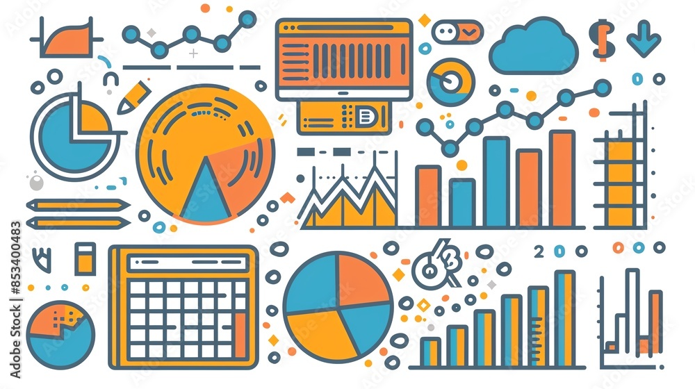 Detailed financial planning icon with charts and strategic elements, highlighting comprehensive management Detailed financial planning icon with charts and strategic elements, highlighting comprehensive management