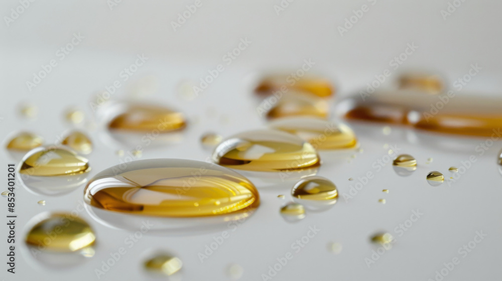 Drops of sunflower oil on white background Drops of sunflower oil on white background