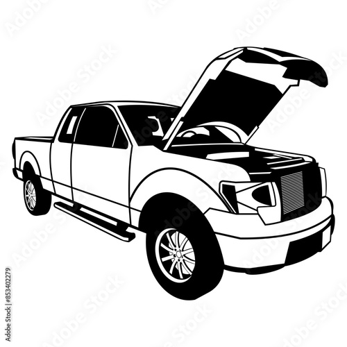 Pickup Truck Hood Up