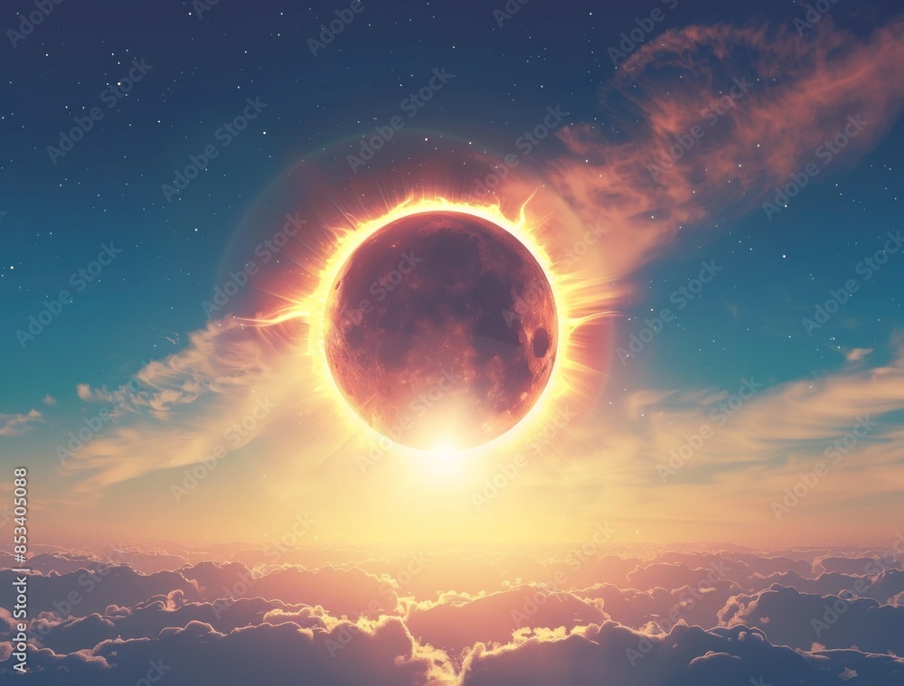 Obraz premium Solar Eclipse Over Cloudscape