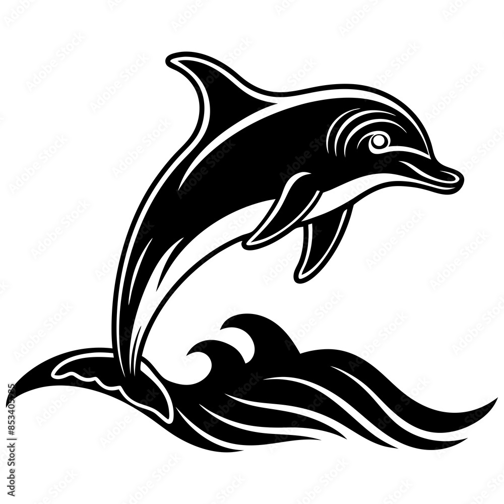 Naklejka premium dolphin vector silhouette illustration and svg