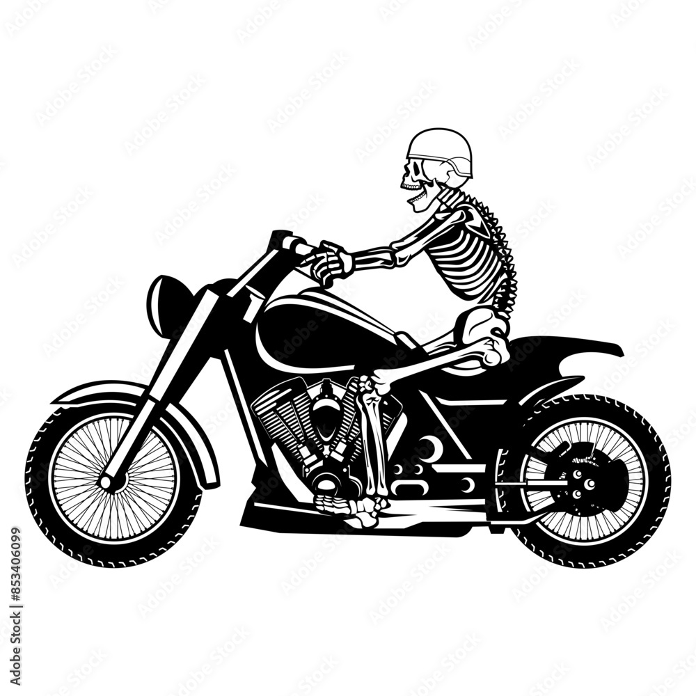 Fototapeta premium Skeleton Riding Motorcycle Motorcycle Biking Motorcycle