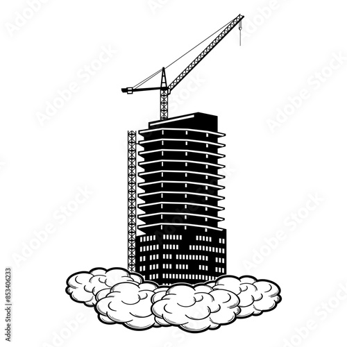 Skyscraper Crane In Cloudsr Skyscraper Construction Construction Contractor Skyscraper