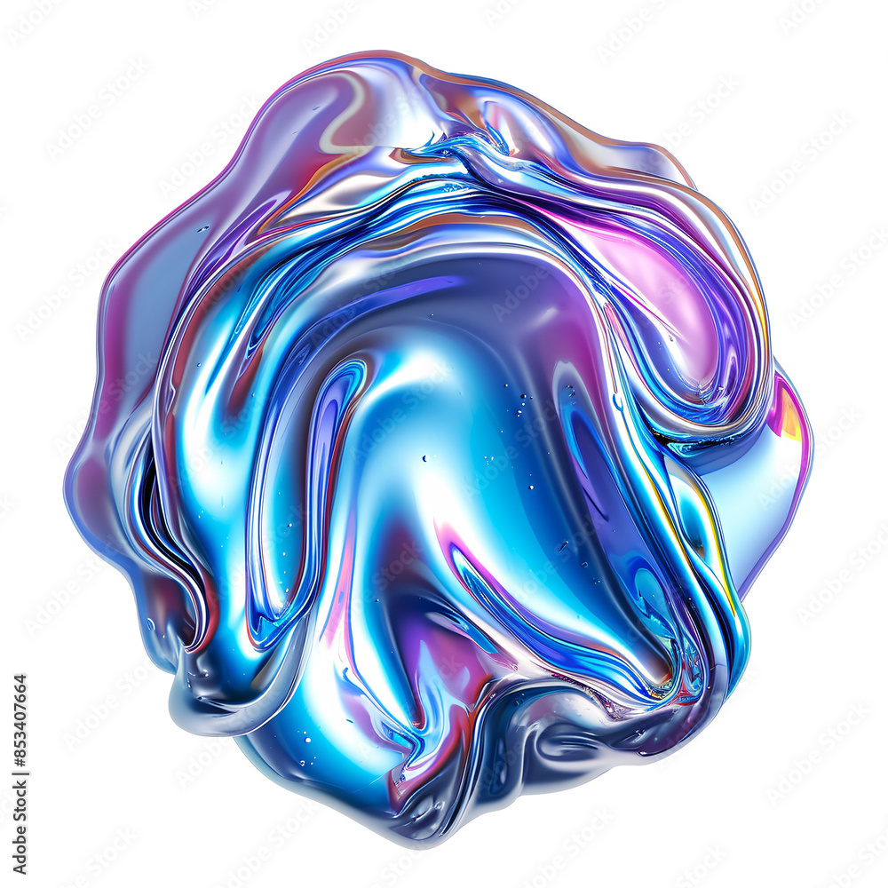 Obraz premium 3d holographic iridescent liquid metal shape