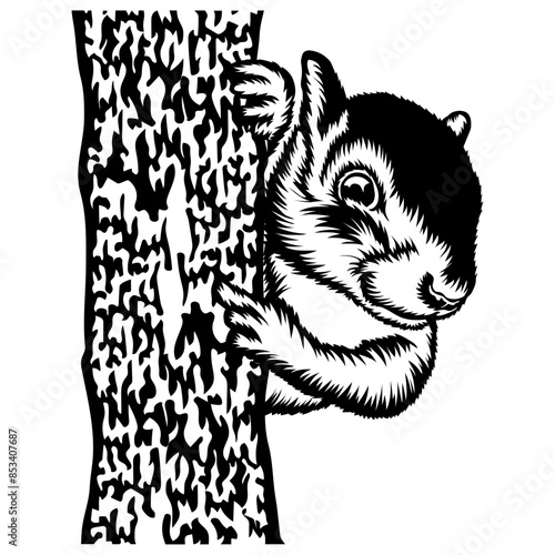 Squirrel Behind A Tree