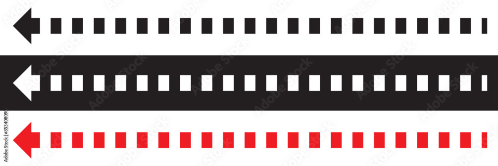 Straight long vector arrow icon. Long dashed arrow icon. isolated on white and black background. EPS 10 Straight long vector arrow icon. Long dashed arrow icon. isolated on white and black background. EPS 10