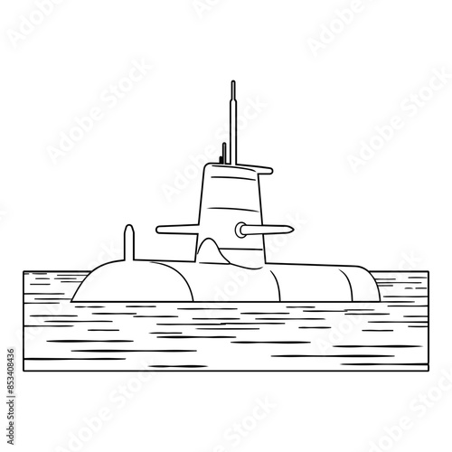 Submarine half Submerged Outline