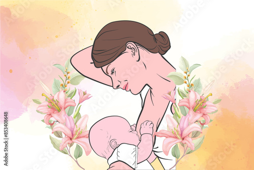 Hand drawn breastmilk vector illustration.