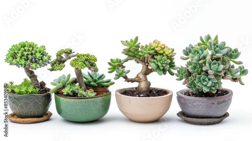Wallpaper Mural A succulent bonsai in a ceramic pot on a white background. Torontodigital.ca