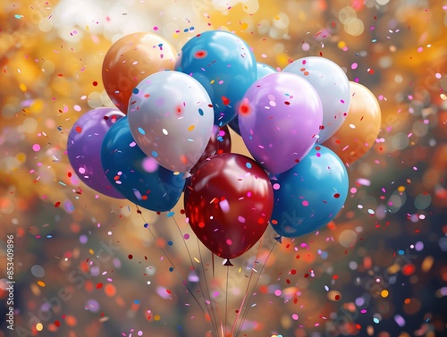 Wallpaper Mural Brightly colored balloons and confetti on a blurred background.  Torontodigital.ca