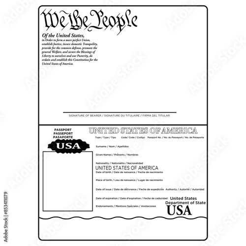 US Passport Template Passport American Passport Passport