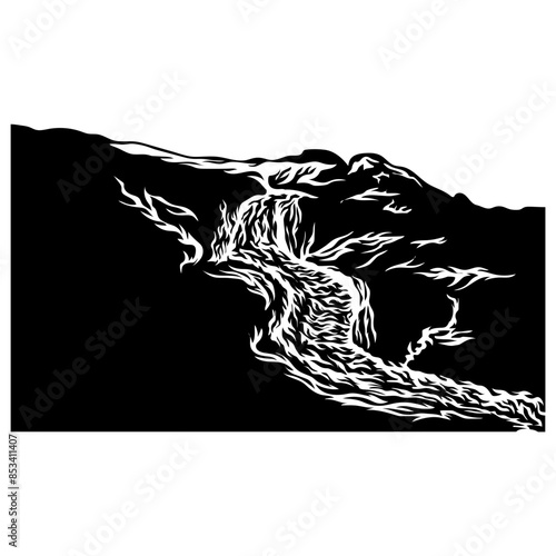 Volcano Eruption Lava River