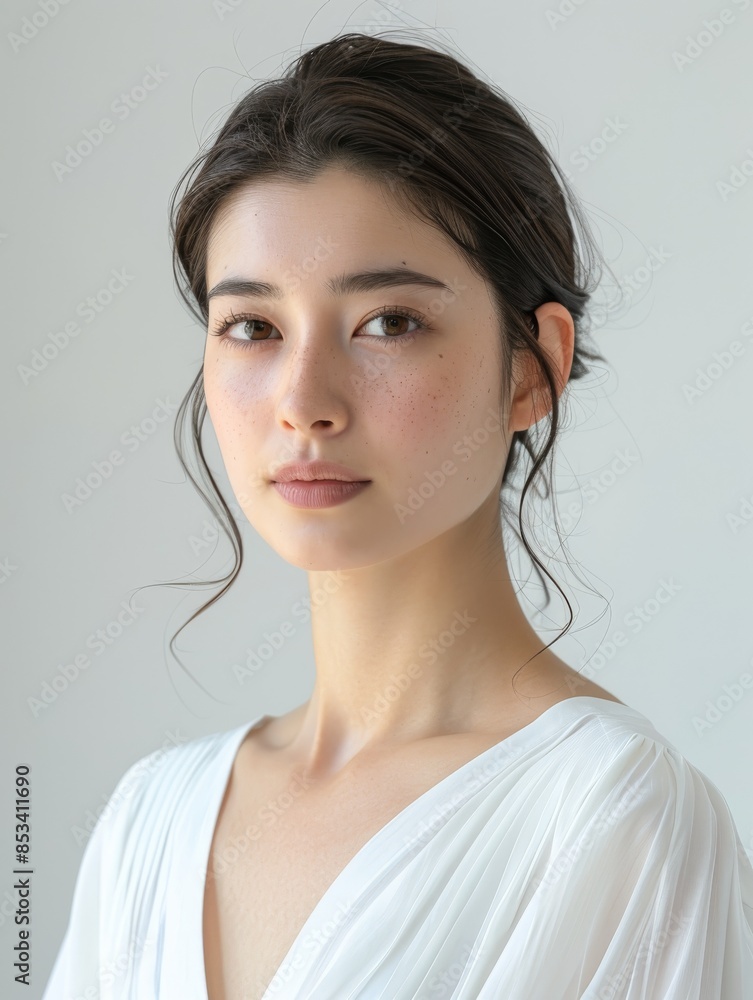 Exquisite 8K High Resolution Portrait of a 26-Year-Old Japanese Woman with Model-like Features in a Simple White Dress Exquisite 8K High Resolution Portrait of a 26-Year-Old Japanese Woman with Model-like Features in a Simple White Dress