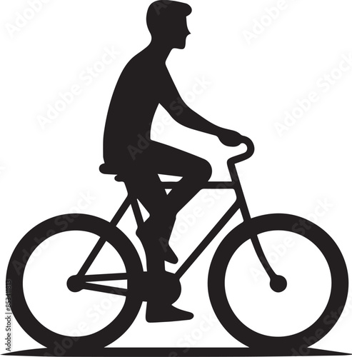 Bicycle Silhouette with Man Riding | Minimal Vector Design