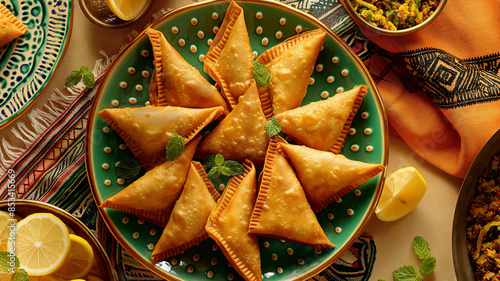 Hot and Fresh Samosa, Authentic Indian Taste, on Vintage Plate