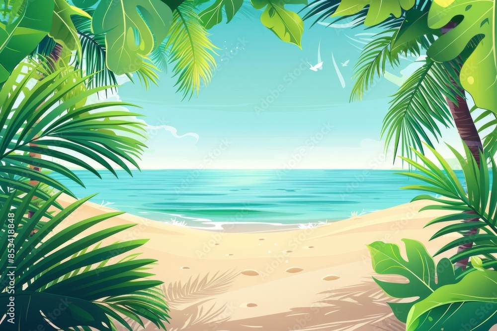Summer Background illustration created with Generative AI Summer Background illustration created with Generative AI