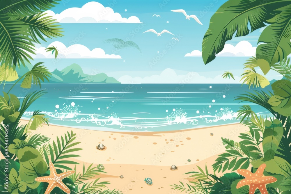 Fototapeta premium Summer Background illustration created with Generative AI