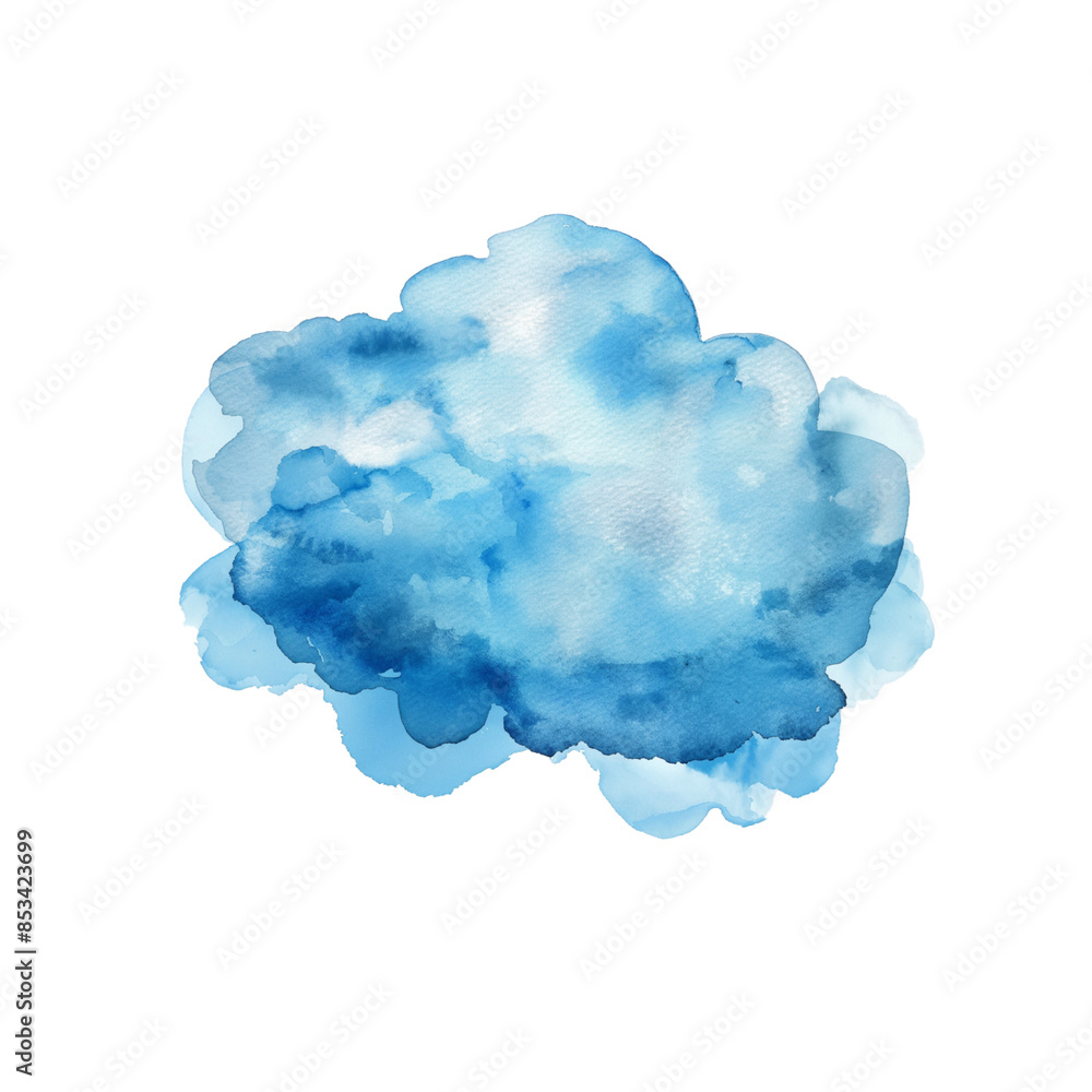 Blue watercolor cloud on transparent background Blue watercolor cloud on transparent background