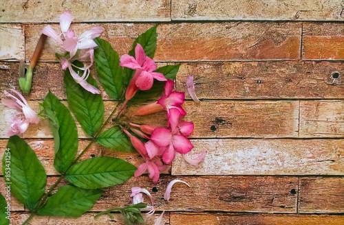 Bouquet of flower on wood background photo