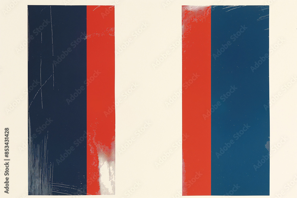 Fototapeta premium Two flags with blue and red stripes