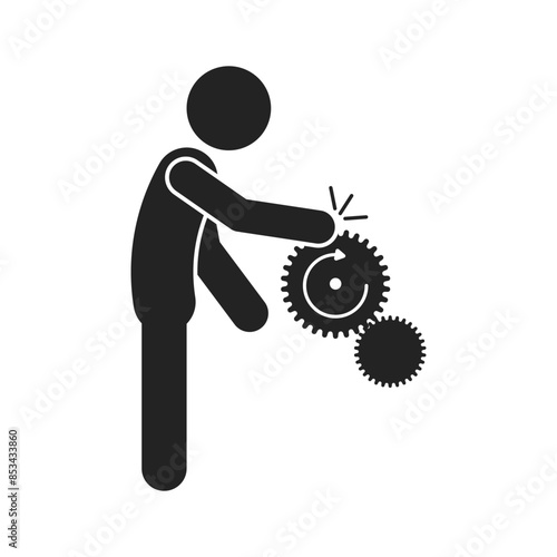 Isolated pictogram sign danger rotating or spinning machine, risk hand injury safety sign