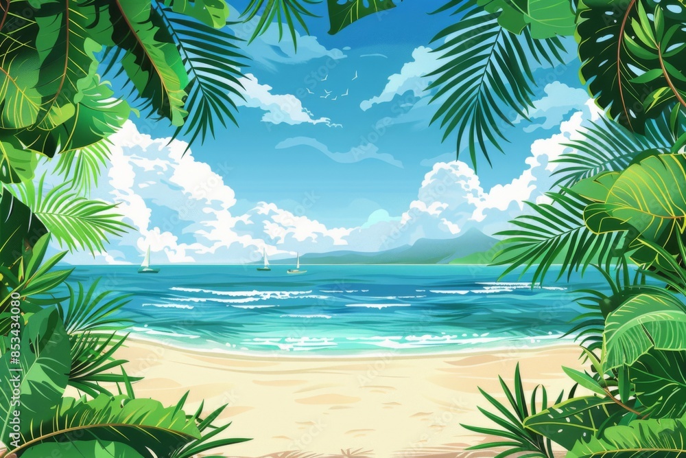 Summer Background illustration created with Generative AI Summer Background illustration created with Generative AI
