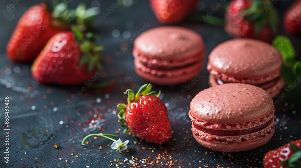 Rustic Strawberries and Macarons Delight, Vibrant Colors, Food Blogger Instagram Posts, Wallpaper, banner design, brochure, web, advertising, Rustic Strawberries and Macarons Delight, Vibrant Colors, Food Blogger Instagram Posts, Wallpaper, banner design, brochure, web, advertising,