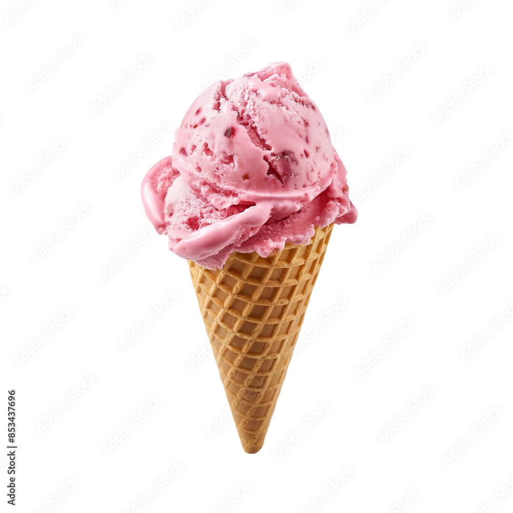 Pink ice cream cone on transparent background Pink ice cream cone on transparent background