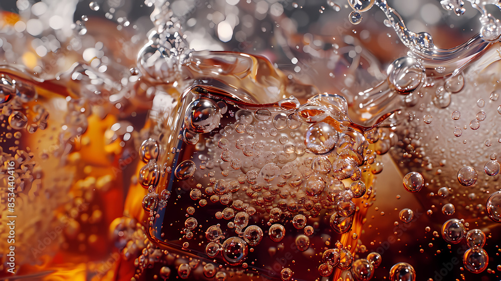 Soda bubbles and ice cubes background Soda bubbles and ice cubes background