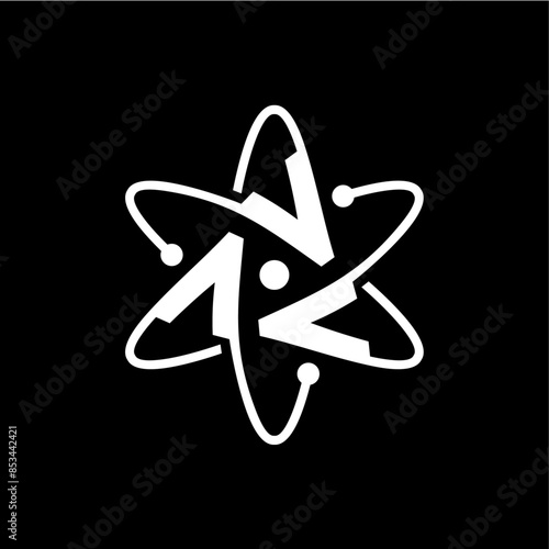 atom A V letter logo vector icon illustration