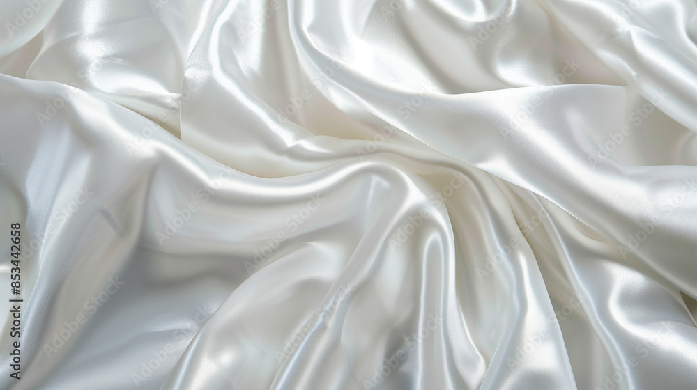 Shiny White Silk Fabric: Bridal Elegance - Close-Up Texture, Minimal Background - Luxurious and Reflective Wedding Material - High-Quality Silk Visuals - Stunning Bridal Photography Shiny White Silk Fabric: Bridal Elegance - Close-Up Texture, Minimal Background - Luxurious and Reflective Wedding Material - High-Quality Silk Visuals - Stunning Bridal Photography