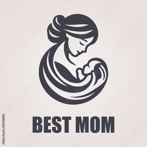 Best mom logo with mom and baby