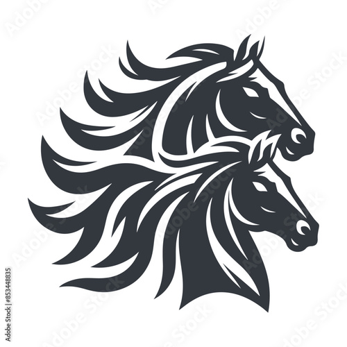 Black horse animal head logo and icon
