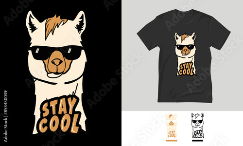 cute alpaca stay cool design for t-shirt.eps