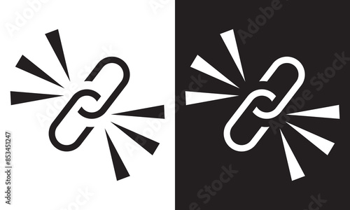 Vector illustration of chain pattern set of braided ropes in white and black background. Link icon. EPS 10