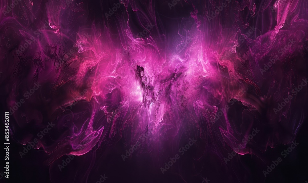 Abstract digital art of neon pink and purple glow in the dark with a black background Abstract digital art of neon pink and purple glow in the dark with a black background