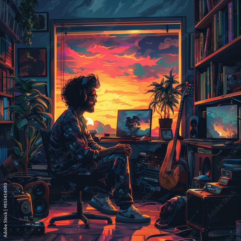 lo-fi music style album cover illustration lo-fi music style album cover illustration