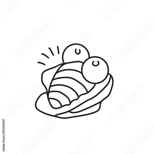 Simple line drawing of a delicious ice cream sundae with berries,A minimalist line art illustration of a classic ice cream sundae topped with two round berries.