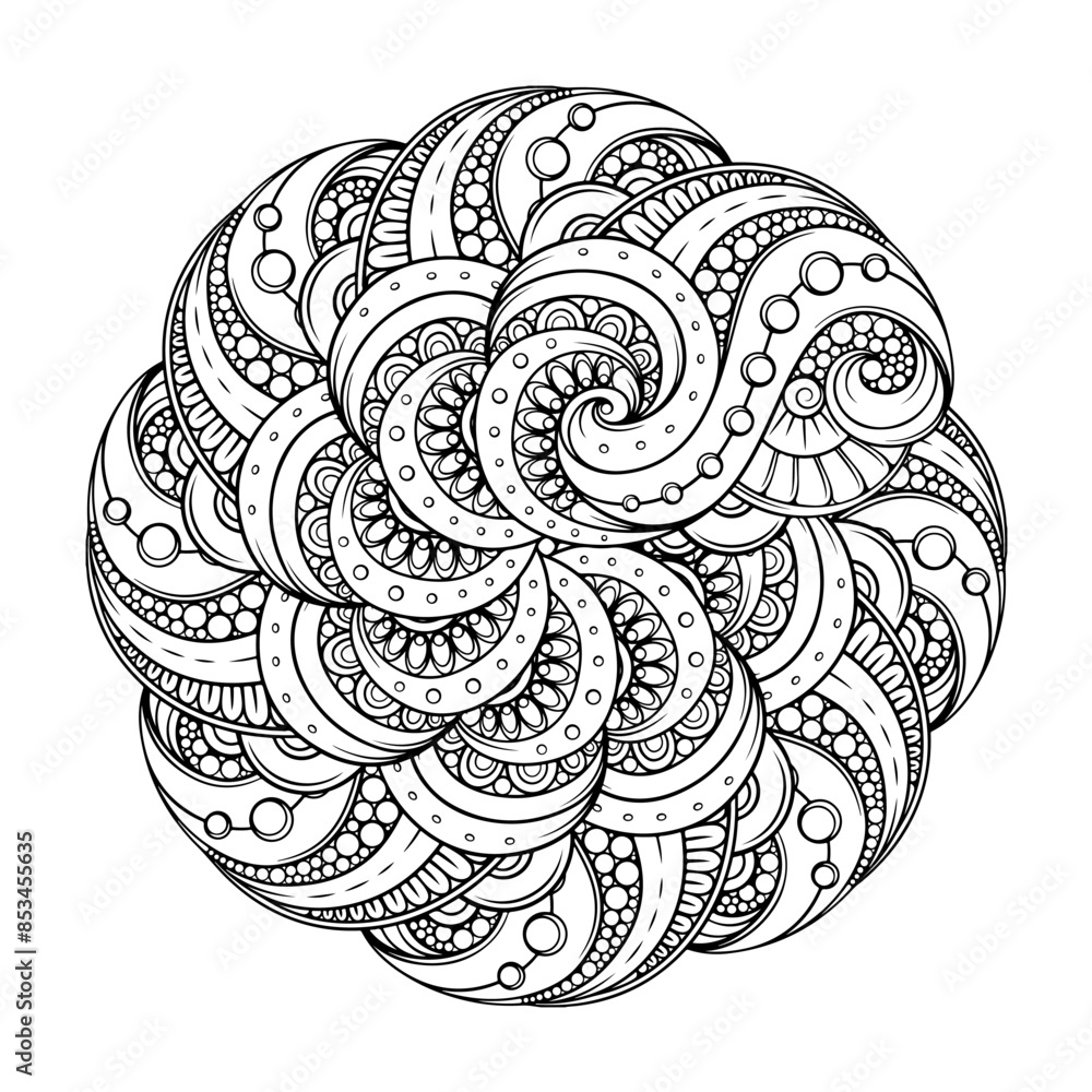 Delicate and detailed black and white mandala design with intricate ...
