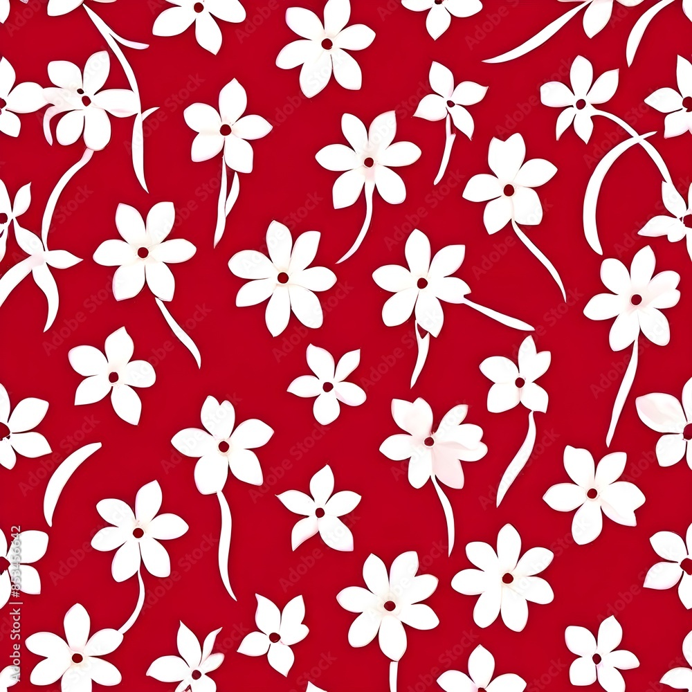 Bold red floral pattern with white flowers ideal for energetic interiors wallpaper designs Bold red floral pattern with white flowers ideal for energetic interiors wallpaper designs