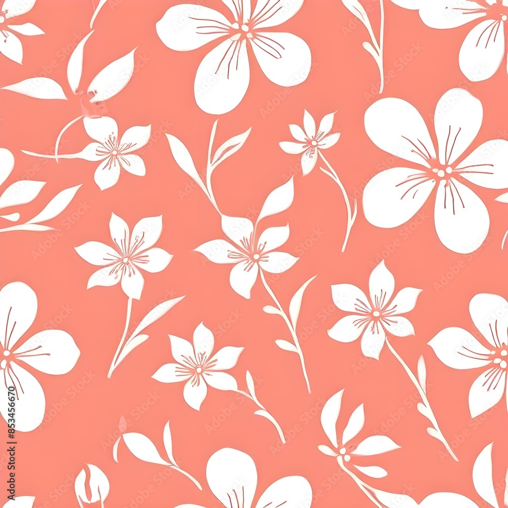 Classic white floral pattern on a dark green background Classic white floral pattern on a dark green background