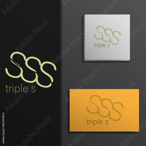 Logo Icon Design Letter SSS Company Creative Modern Luxury With Mock Up Rose Gold Simple Elegant Attractive EPS 10